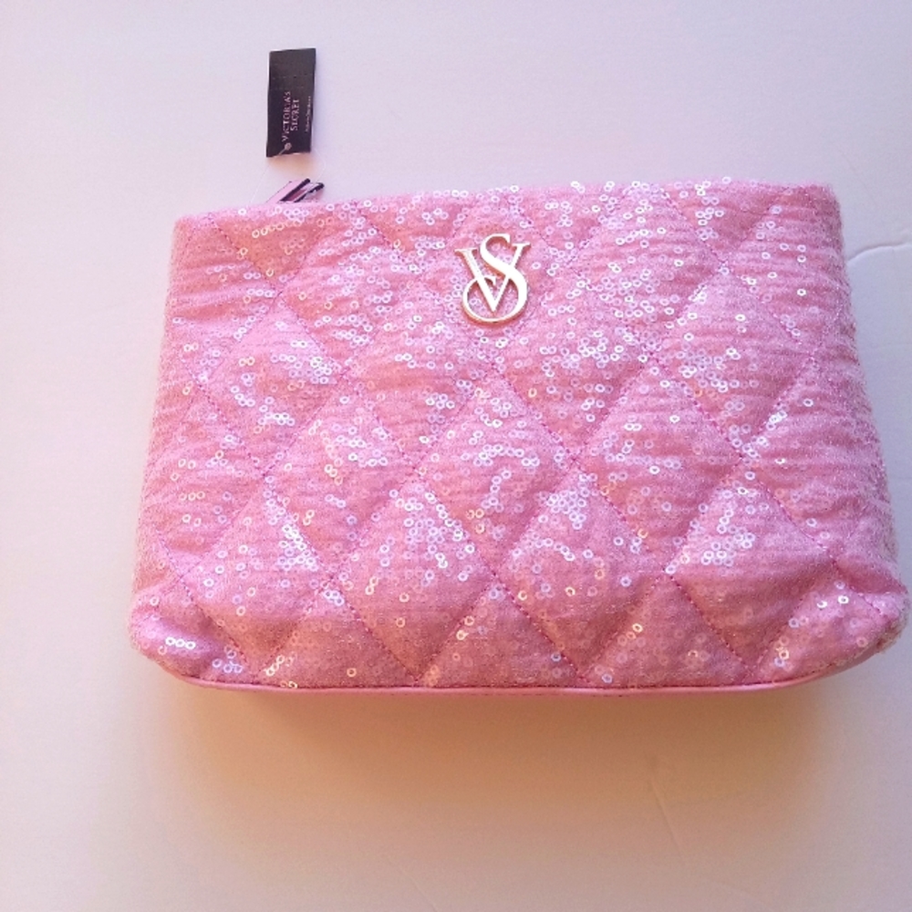 NWT Pink Sequin Victoria's Secret Cosmetic Bag